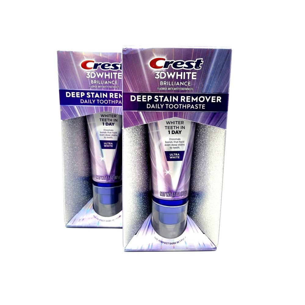 2-Pack Crest 3D White Brilliance Deep Stain Remover Toothpaste 3.1oz Ultra White